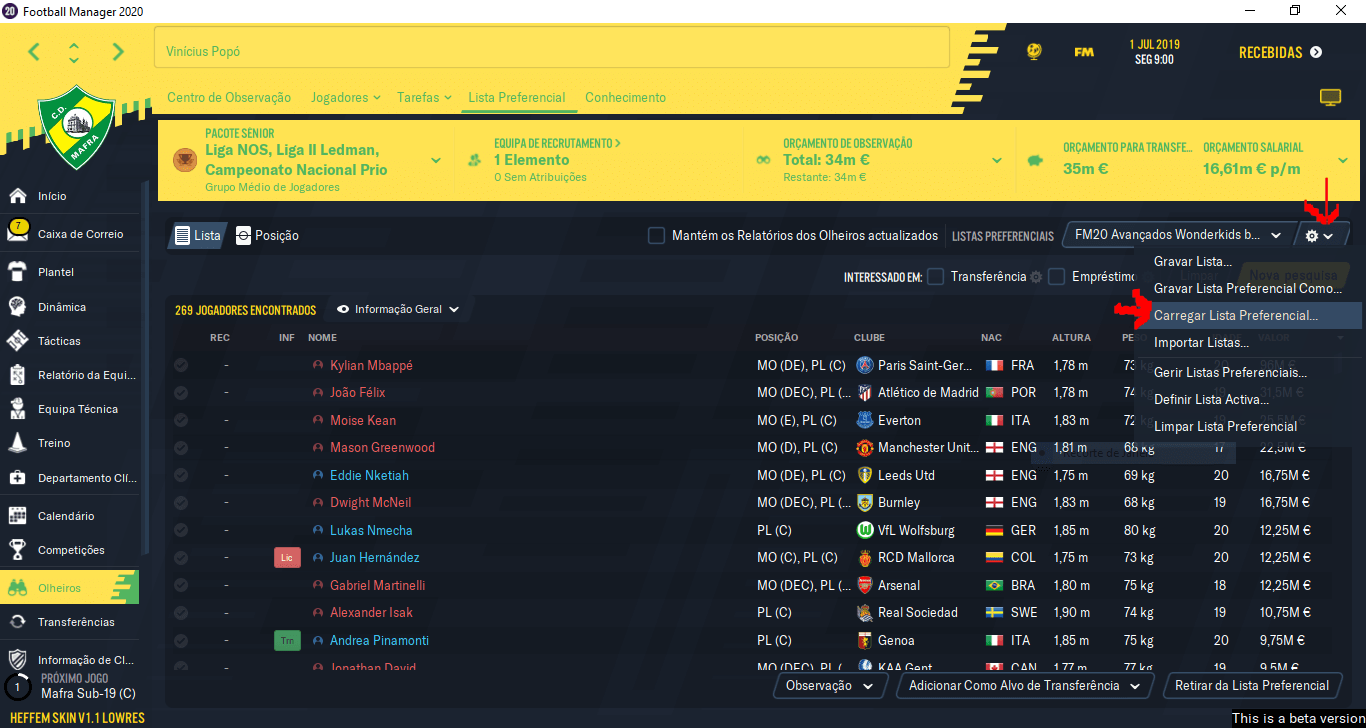 FM20 Wonderkids Avançados