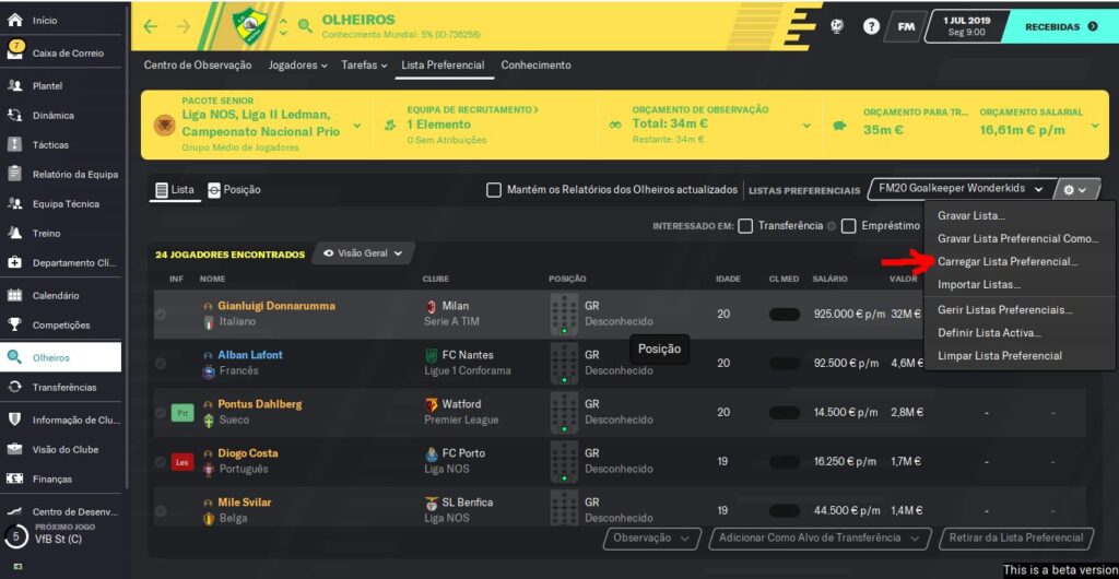 FM20 Wonderkids – Guarda Redes