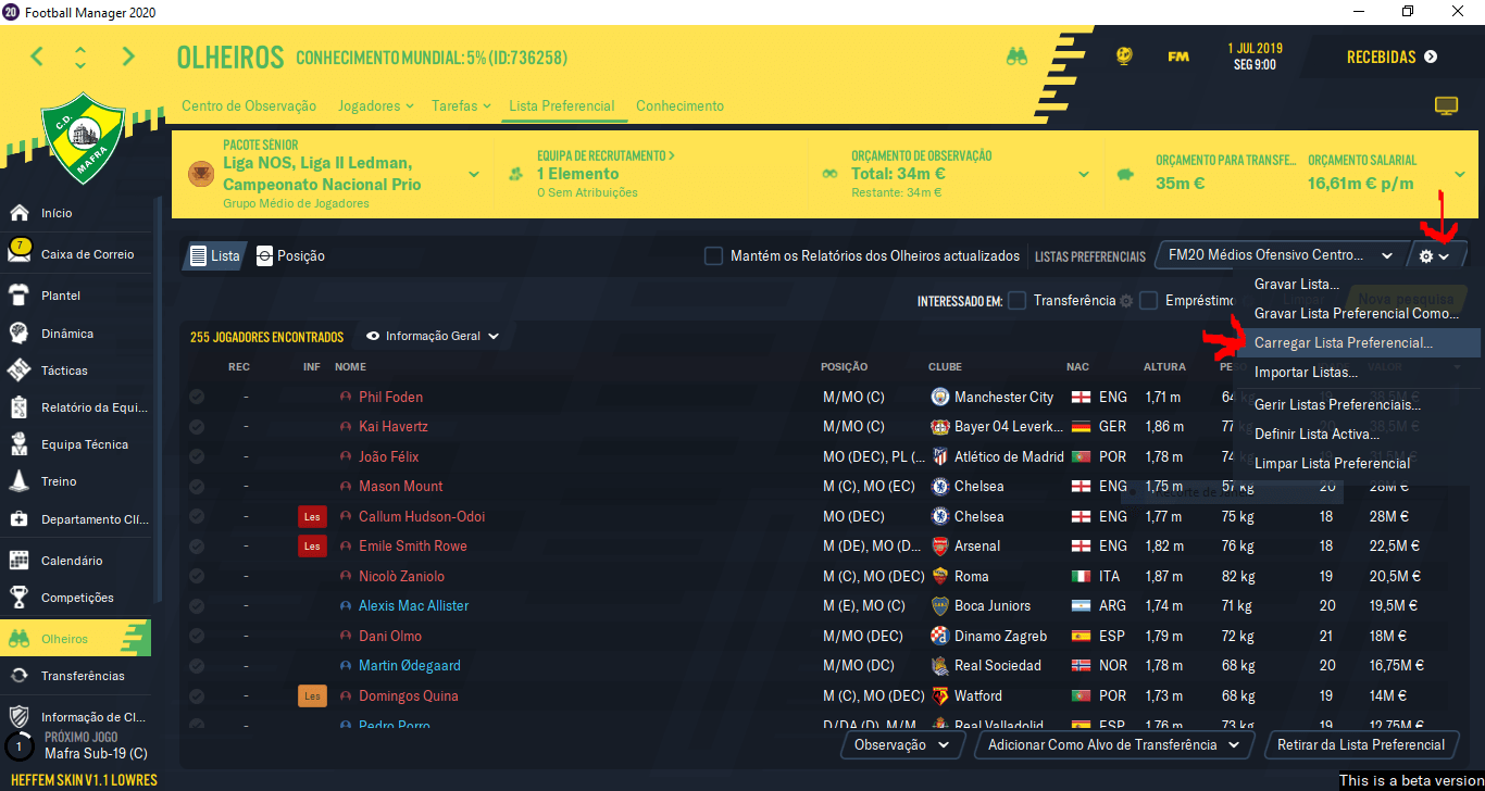 FM20 Wonderkids Médios Ofensivos