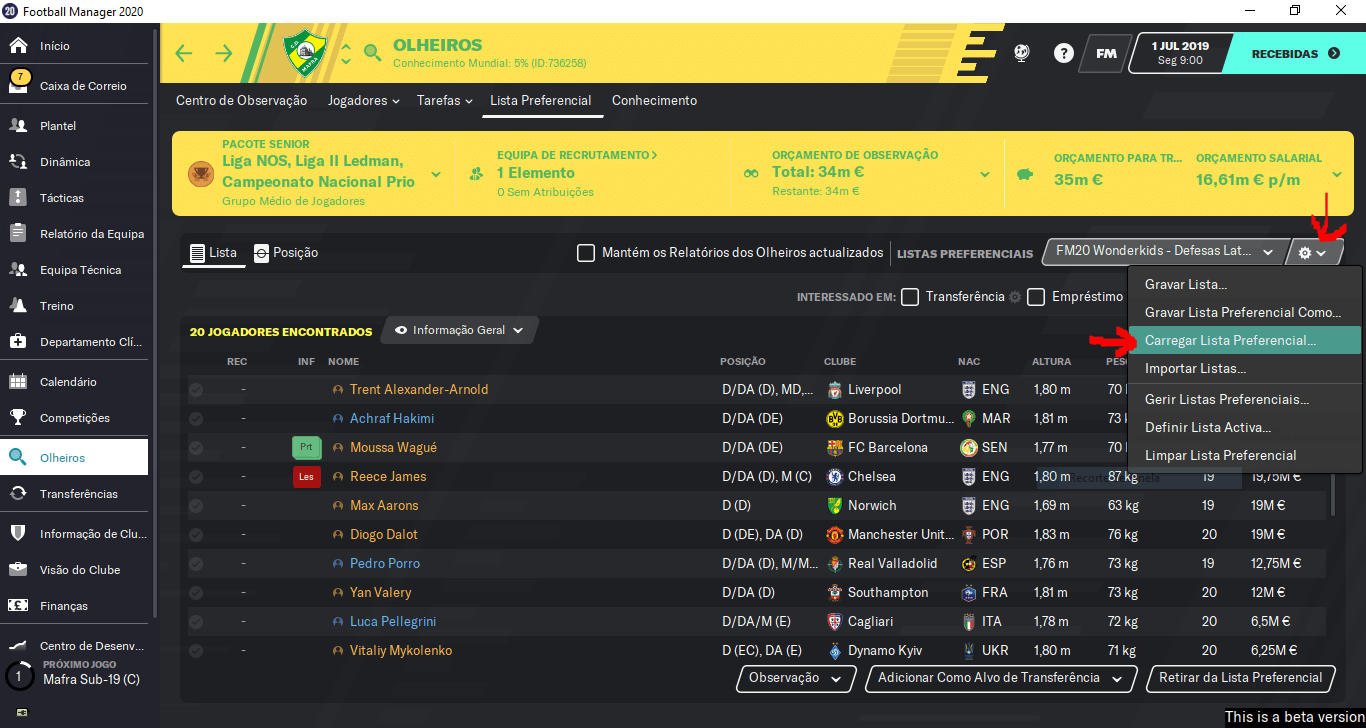 FM20 Wonderkids Defesas Laterais