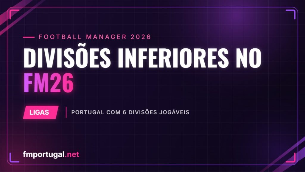 Divisões inferiores no FM26 – Portugal com 6 divisões jogáveis
