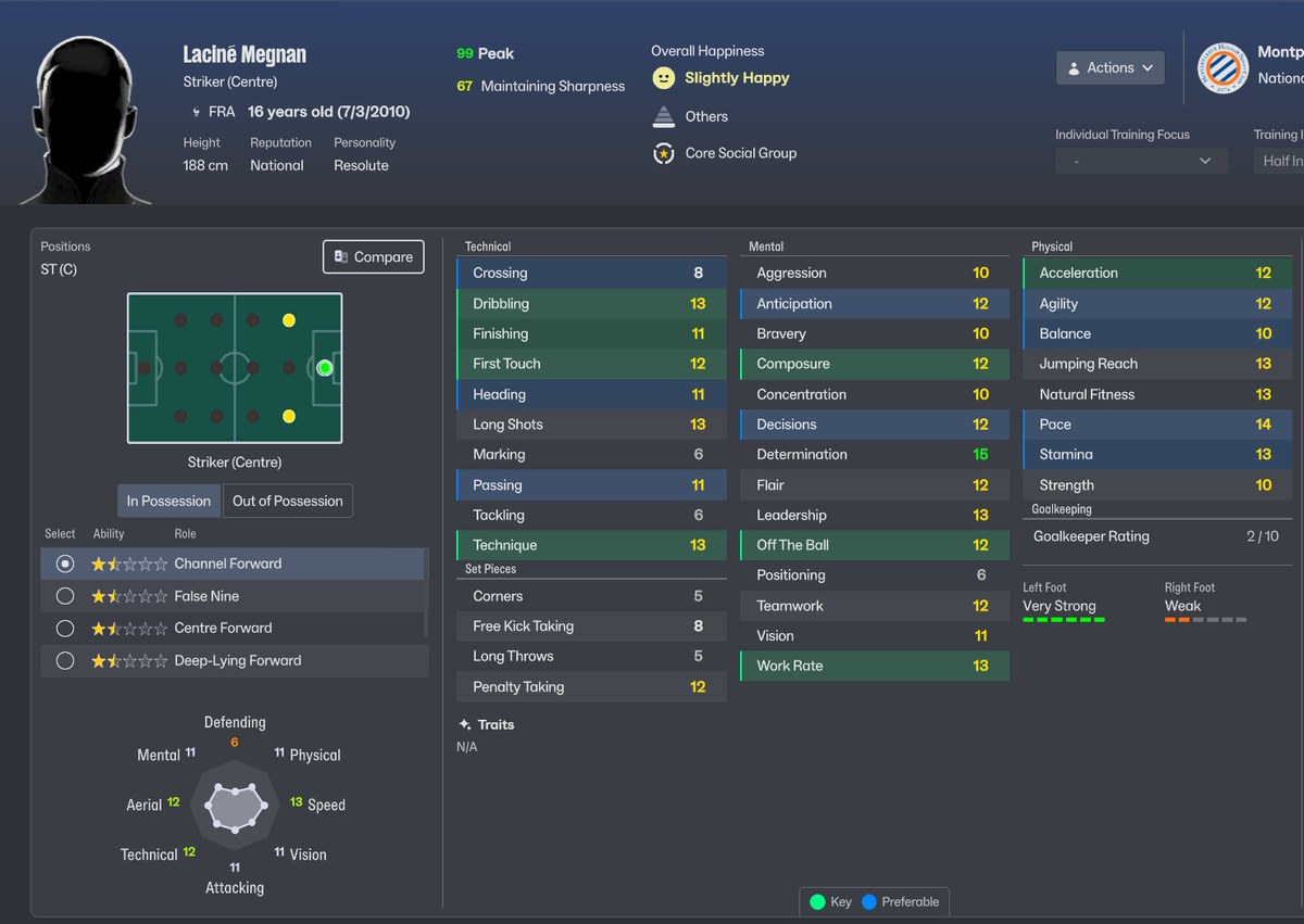 Perfil de um avançado de 16 anos da shortlist de wonderkids do FM27