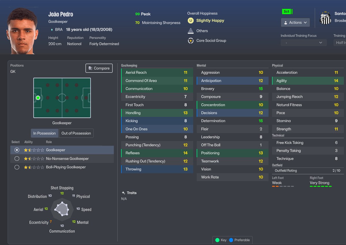 Perfil de um guarda-redes jovem da shortlist de wonderkids do FM27