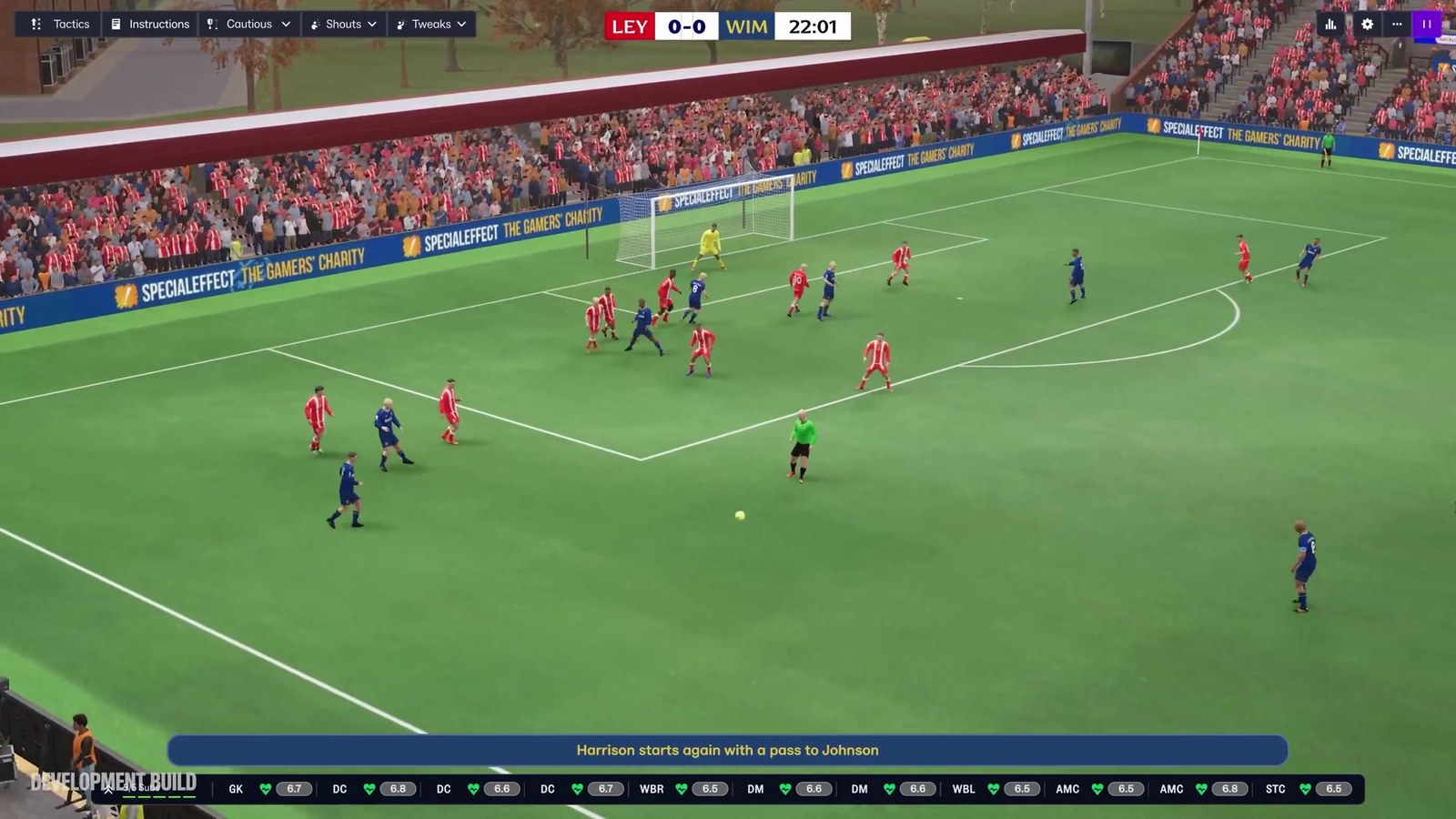 Gameplay do FM27: Leyton Orient contra Wimbledon no motor 3D