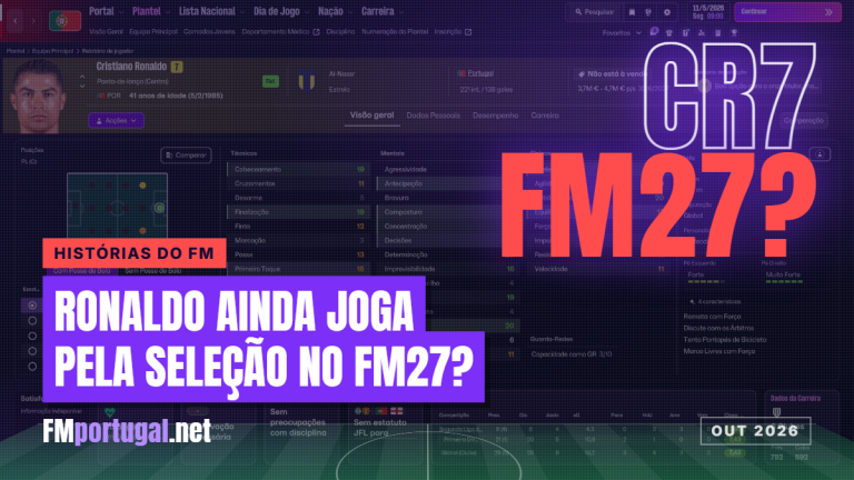 Cristiano Ronaldo ainda vai jogar pela seleção no FM27?
